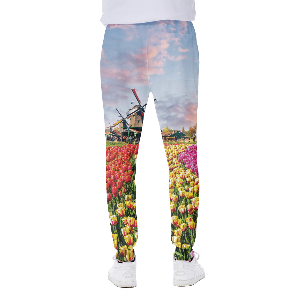 Tulip Field Print Scuba Joggers