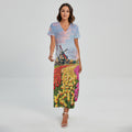 Tulip Field Print Short Sleeve Maxi Dress