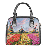 Tulip Field Print Shoulder Handbag