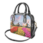Tulip Field Print Shoulder Handbag