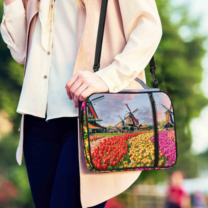 Tulip Field Print Shoulder Strap Bible Bag
