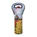 Tulip Field Print Single Neoprene Wine Tote