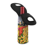 Tulip Field Print Single Neoprene Wine Tote