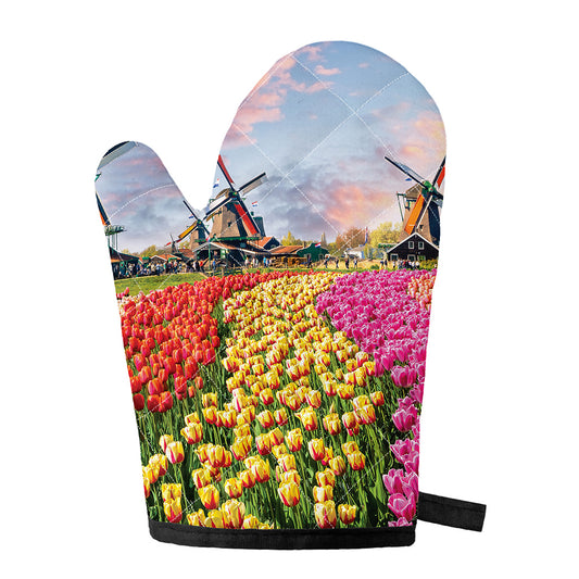 Tulip Field Print Single Oven Mitt