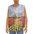 Tulip Field Print Sleeveless Baseball Jersey