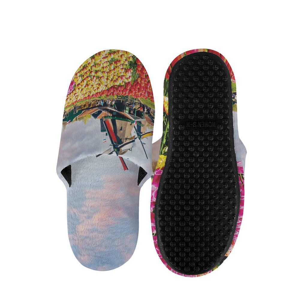 Tulip Field Print Slippers