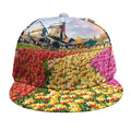 Tulip Field Print Snapback Cap