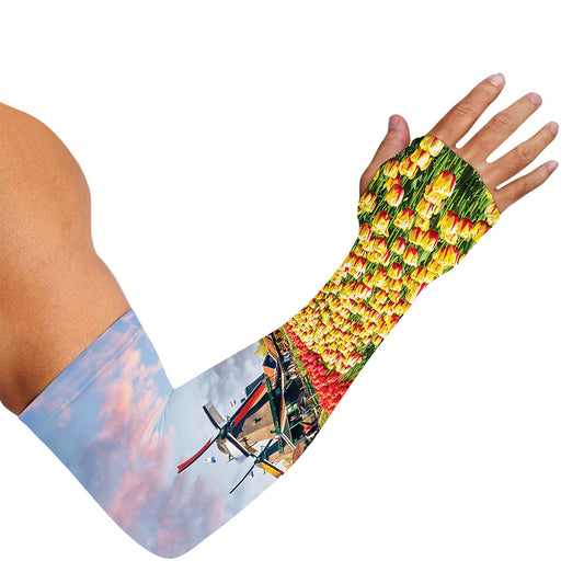 Tulip Field Print Sun Protection Arm Sleeves