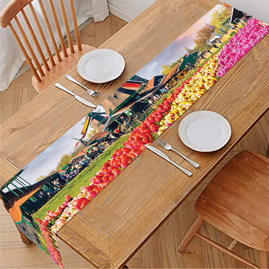 Tulip Field Print Table Runner