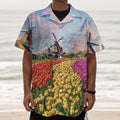 Tulip Field Print Textured Short Sleeve Shirt