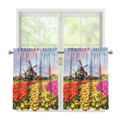 Tulip Field Print Tier Curtains
