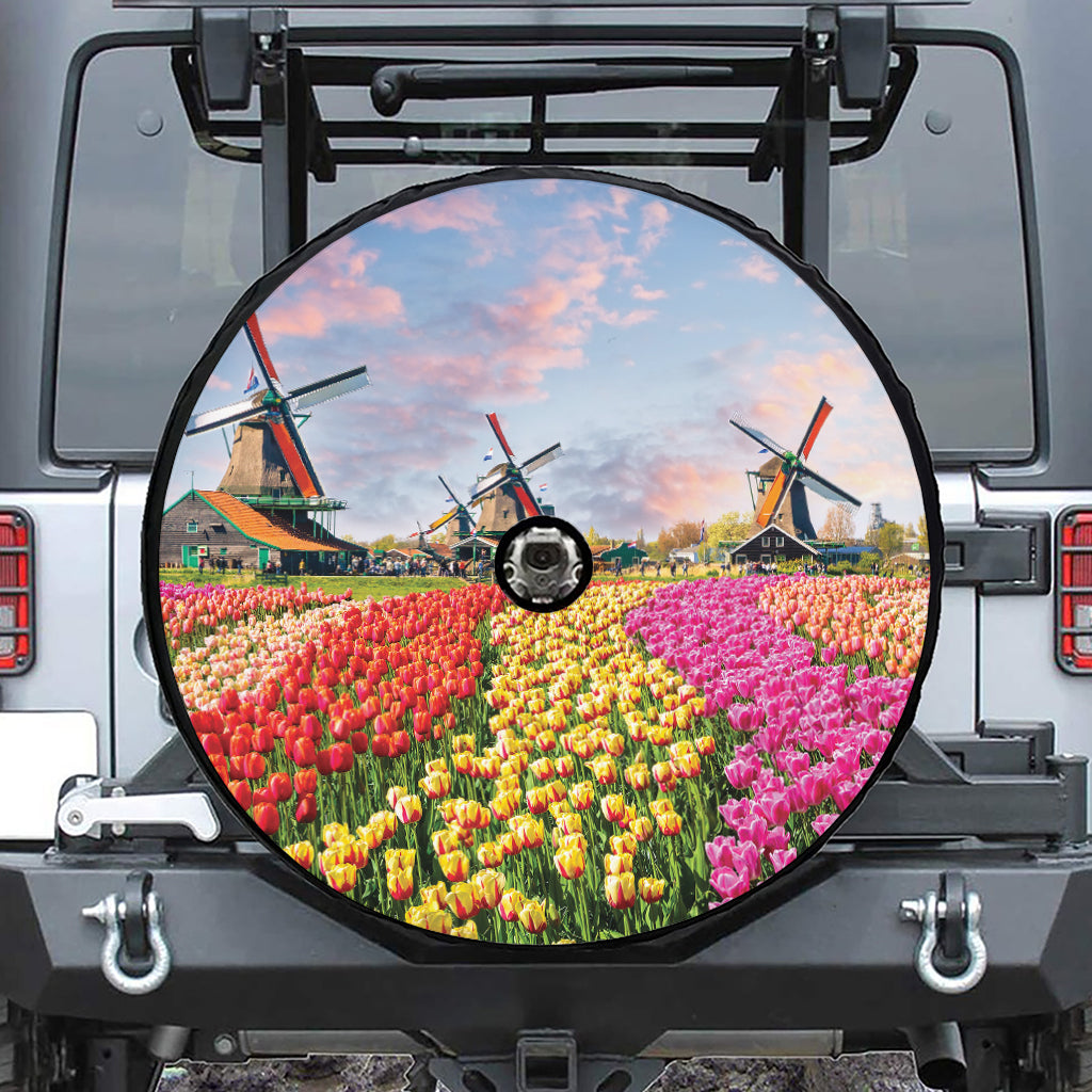 Tulip Field Print Tire Cover With Camera Hole