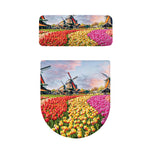 Tulip Field Print Toilet Lid And Tank Cover Set