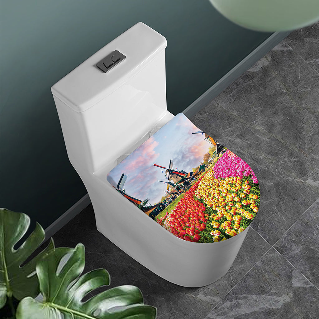 Tulip Field Print Toilet Lid Cover