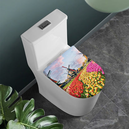 Tulip Field Print Toilet Lid Cover