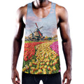 Tulip Field Print Men's Workout Tank Top