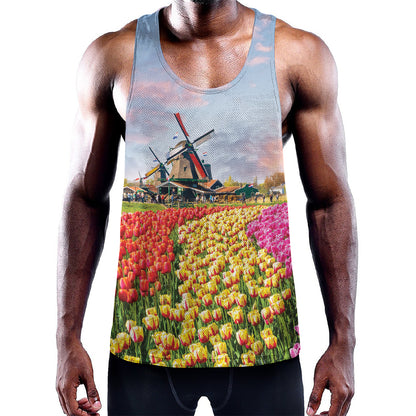 Tulip Field Print Training Tank Top