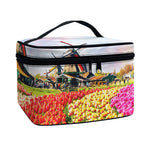 Tulip Field Print Travel Makeup Bag