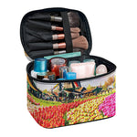 Tulip Field Print Travel Makeup Bag
