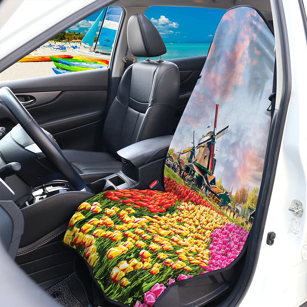 Tulip Field Print Waterproof Car Seat Cover