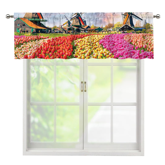 Tulip Field Print Window Valance