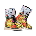 Tulip Field Print Winter Boots