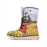 Tulip Field Print Winter Boots