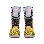 Tulip Field Print Winter Boots