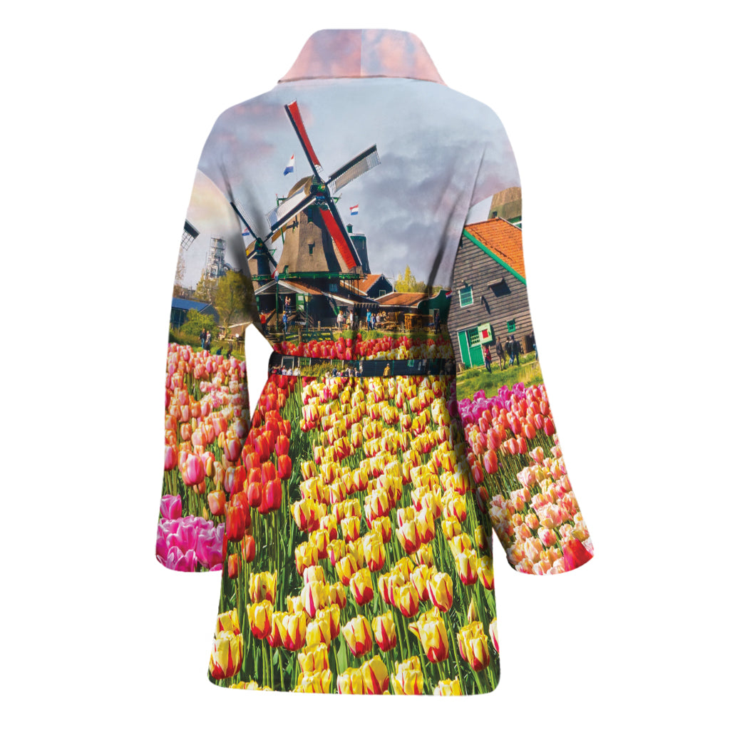 Tulip Field Print Women's Bathrobe