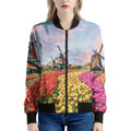 Tulip Field Print Women's Bomber Jacket