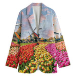Tulip Field Print Women's Cotton Blazer