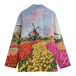 Tulip Field Print Women's Cotton Blazer
