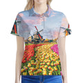 Tulip Field Print Women's Polo Shirt