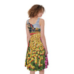Tulip Field Print Women's Sleeveless Dress