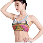 Tulip Field Print Women's Sports Bra