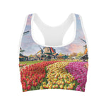 Tulip Field Print Women's Sports Bra