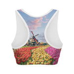 Tulip Field Print Women's Sports Bra