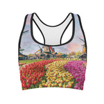 Tulip Field Print Women's Sports Bra