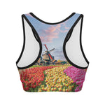 Tulip Field Print Women's Sports Bra