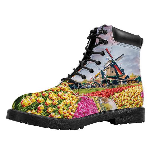 Tulip Field Print Work Boots