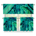 Turquoise Acid Melt Print 3 Piece Kitchen Curtains