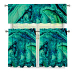 Turquoise Acid Melt Print 3 Piece Kitchen Curtains