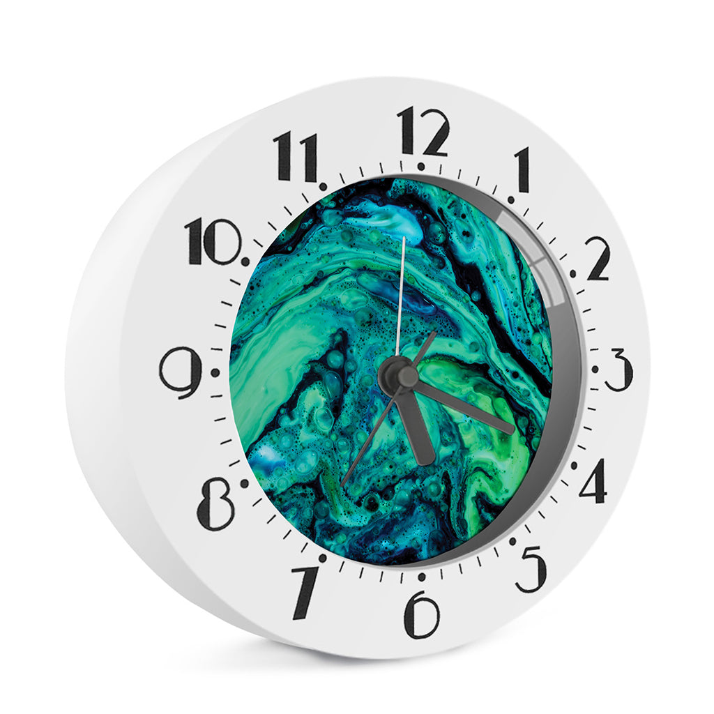 Turquoise Acid Melt Print Alarm Clock