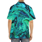 Turquoise Acid Melt Print Aloha Shirt