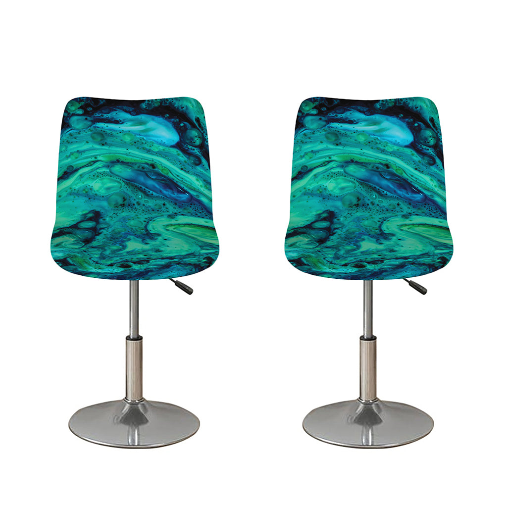 Turquoise Acid Melt Print Bar Stool Covers
