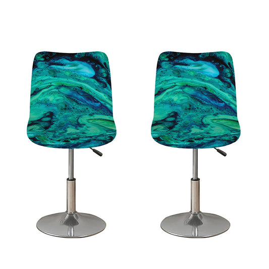 Turquoise Acid Melt Print Bar Stool Covers