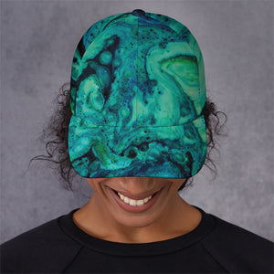 Turquoise Acid Melt Print Baseball Cap