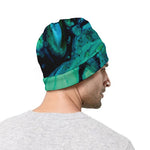 Turquoise Acid Melt Print Beanie
