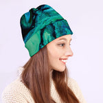 Turquoise Acid Melt Print Beanie