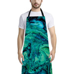 Turquoise Acid Melt Print Bib Apron With Pocket